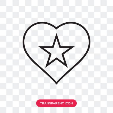 saydam arka plan üzerinde kalp izole kalp vektör yıldız simgesi