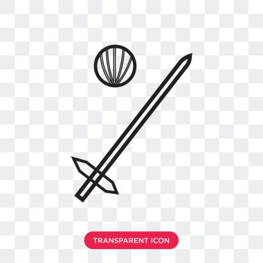 saydam arka plan üzerinde izole kılıç top vektör simge kılıç