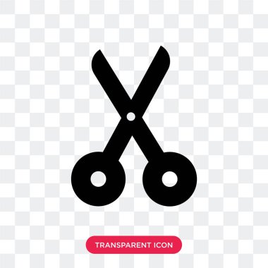 Saydam arka plan üzerinde makas izole makas vektör simgesi