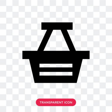 Süpermarket sepet vektör simgesi üzerinde şeffaf adam izole