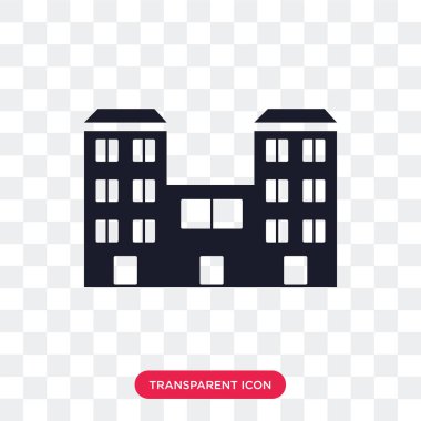 Saydam arka plan üzerinde izole vektör simgesi bina, Buildin