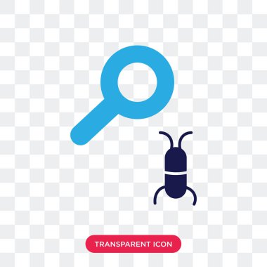 Büyüteç ve şeffaf arka plan üzerinde Lo izole hata vektör simgesi