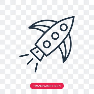 Saydam arka plan üzerinde roket logo tasarımı izole roket vektör simgesi