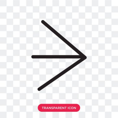 Saydam arka plan üzerinde Righ izole sağ ok vektör simgesi