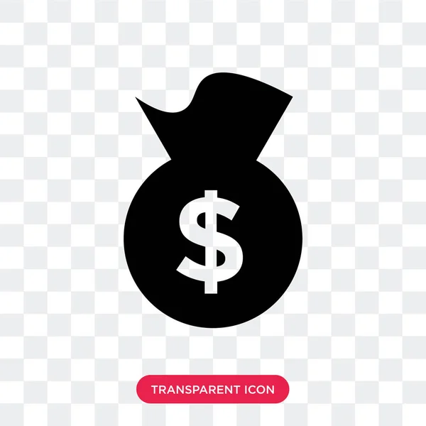 Saco de dinheiro vetor ícone isolado no fundo transparente, Dinheiro — Vetor de Stock