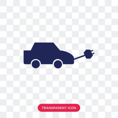 Saydam arka plan üzerinde YYK izole elektrikli otomobil vektör simgesi
