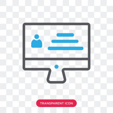 Vektör simgesi üzerinde şeffaf arka plan, izole monitör 