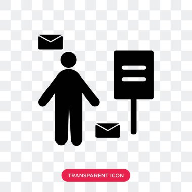 Saydam arka plan üzerinde postacı izole postacı vektör simgesi 