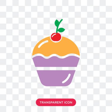 Saydam arka plan üzerinde Cupcake izole cupcake vektör simgesi 