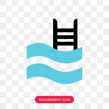 Saydam arka plan üzerinde Sw izole yüzme havuzu vektör simgesi