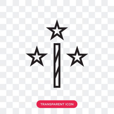 Saydam arka plan üzerinde Magic izole sihirli değnek vektör simgesi