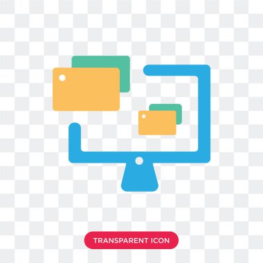 Vektör simgesi üzerinde şeffaf arka plan, izole monitör 