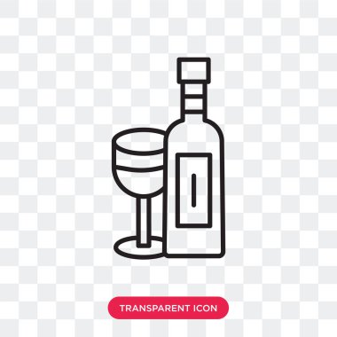 Saydam arka plan üzerinde şarap şişesi logo tasarımı izole şarap şişesi vektör simgesi