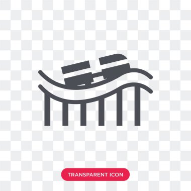 Saydam arka plan üzerinde R izole roller coaster vektör simgesi