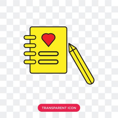 Saydam arka plan üzerinde Not izole defter vektör simgesi