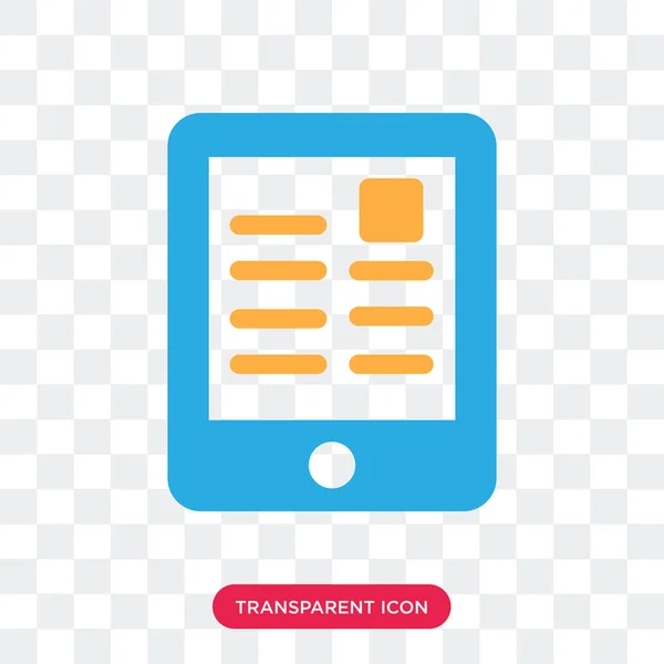 Ícone vetorial do leitor isolado em fundo transparente, Ereader — Vetor de Stock