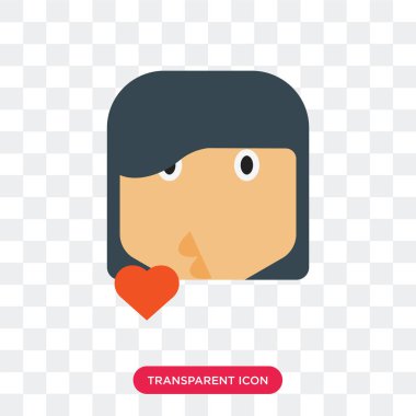 Saydam arka plan üzerinde öpücük izole öpücük gülümseme vektör simgesi 