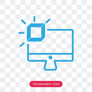 Vektör simgesi üzerinde şeffaf arka plan, izole monitör 