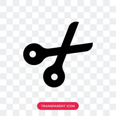 Saydam arka plan üzerinde makas izole makas vektör simgesi