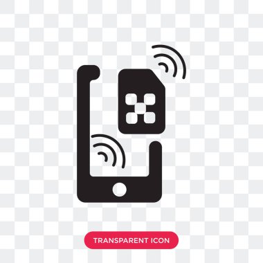 Saydam arka plan üzerinde SIM logo des izole SIM vektör simgesi