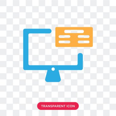 Vektör simgesi üzerinde şeffaf arka plan, izole monitör 