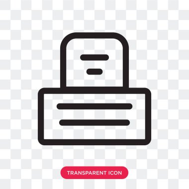 Saydam arka plan üzerinde yazıcı izole yazıcı vektör simgesi 