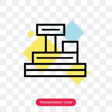 Saydam arka plan üzerinde izole kasiyer makine vektör simgesi, 