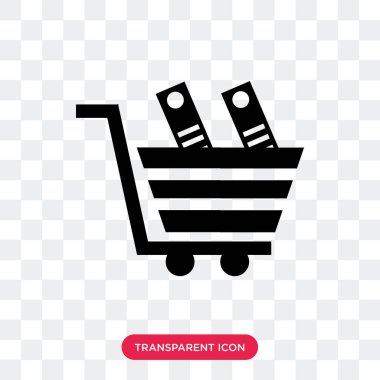 Saydam arka plan üzerinde izole kitap vektör simgesi ile sepeti, 