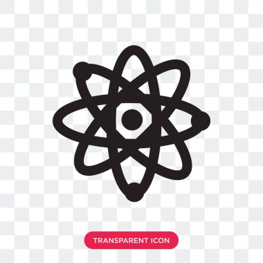 Saydam arka plan üzerinde Atom logosu d izole atom vektör simgesi