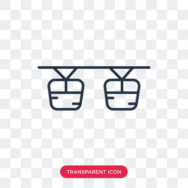 Saydam arka plan üzerinde Cable car logo tasarımı izole teleferik vektör simgesi