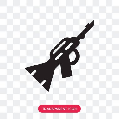 Saydam arka plan üzerinde tüfek logo izole tüfek vektör simgesi