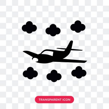 Saydam arka plan üzerinde Airplan izole uçak vektör simgesi