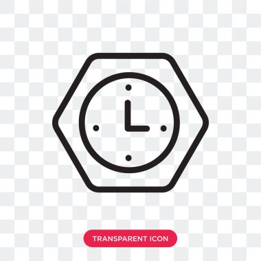 Saydam arka plan üzerinde saat logosu izole saat vektör simgesi