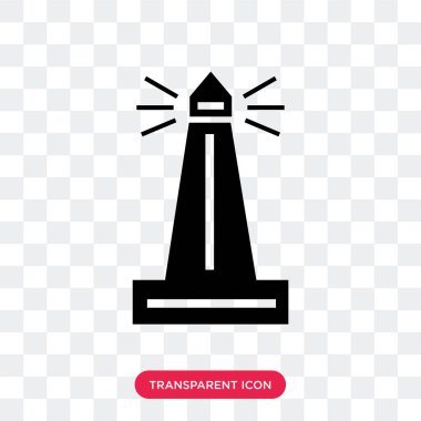 Saydam arka plan üzerinde ışık izole deniz feneri vektör simgesi