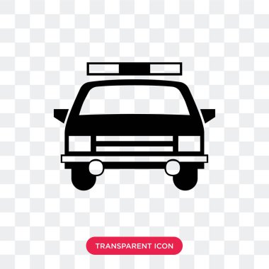 Saydam arka plan üzerinde Polic izole polis araba vektör simgesi