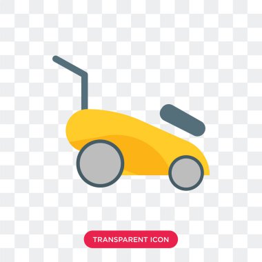 Saydam arka plan üzerinde çim izole çim biçme makinesi vektör simgesi 