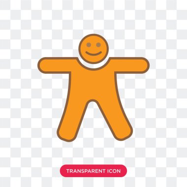 Şeffaf arkaplanda zencefilli ekmek adam vektör simgesi izole, 