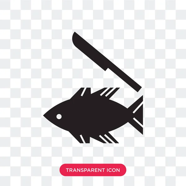 Рыба и значок вектора ножа изолированы на прозрачном фоне , — стоковый вектор