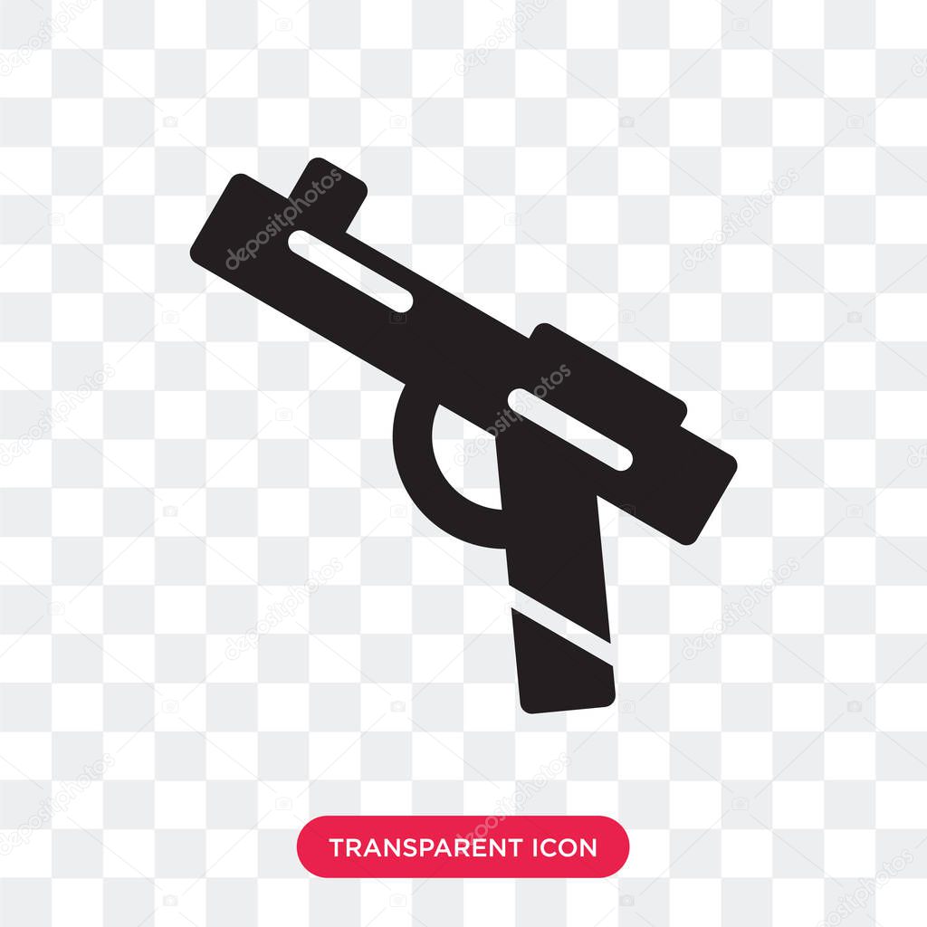 Gun vector icon isolated on transparent background, Gun logo des