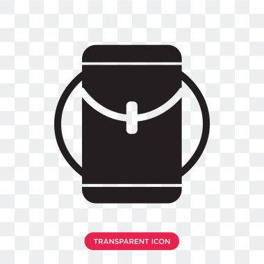 Saydam arka plan üzerinde Backpac izole sırt çantası vektör simgesi