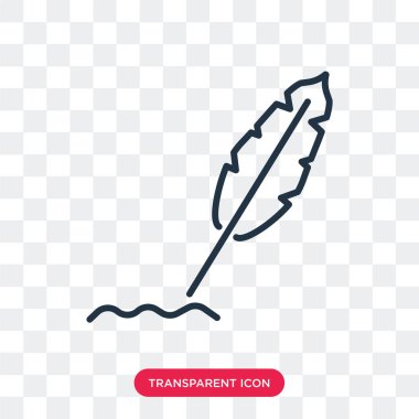 Saydam arka plan üzerinde tüy kalem logo tasarımı izole tüy kalem vektör simgesi