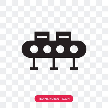 Saydam arka plan üzerinde Conveyo izole konveyör vektör simgesi