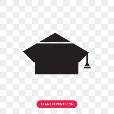 Saydam arka plan üzerinde G izole mezuniyet Cap vektör simgesi