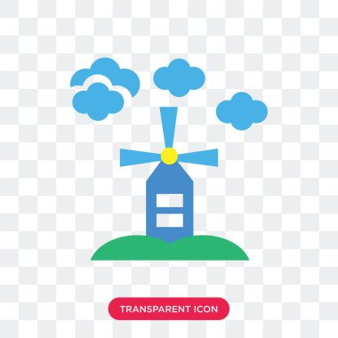 Saydam arka plan üzerinde Windmil izole yel değirmeni vektör simgesi