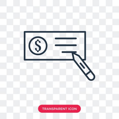 Saydam arka plan üzerinde çek logo tasarımı izole çek vektör simgesi