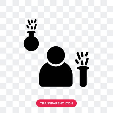 Saydam arka plan üzerinde kimyager izole kimyager vektör simgesi 