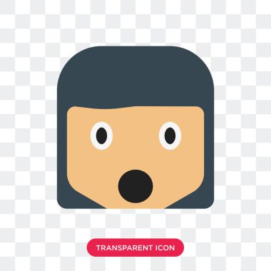 Saydam arka plan üzerinde izole sürpriz gülümseme vektör simgesi, 