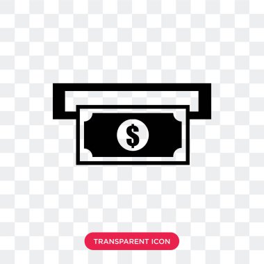 Saydam arka plan üzerinde Atm logo des izole atm vektör simgesi