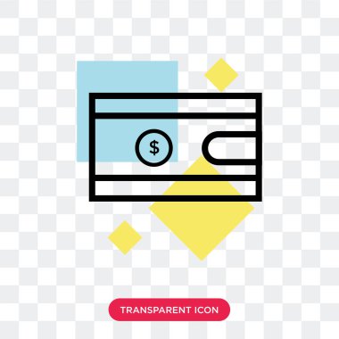 Saydam arka plan üzerinde m-cüzdan lo izole cüzdan vektör simgesi