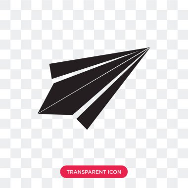 Saydam arka plan üzerinde Pape izole kağıt uçak vektör simgesi